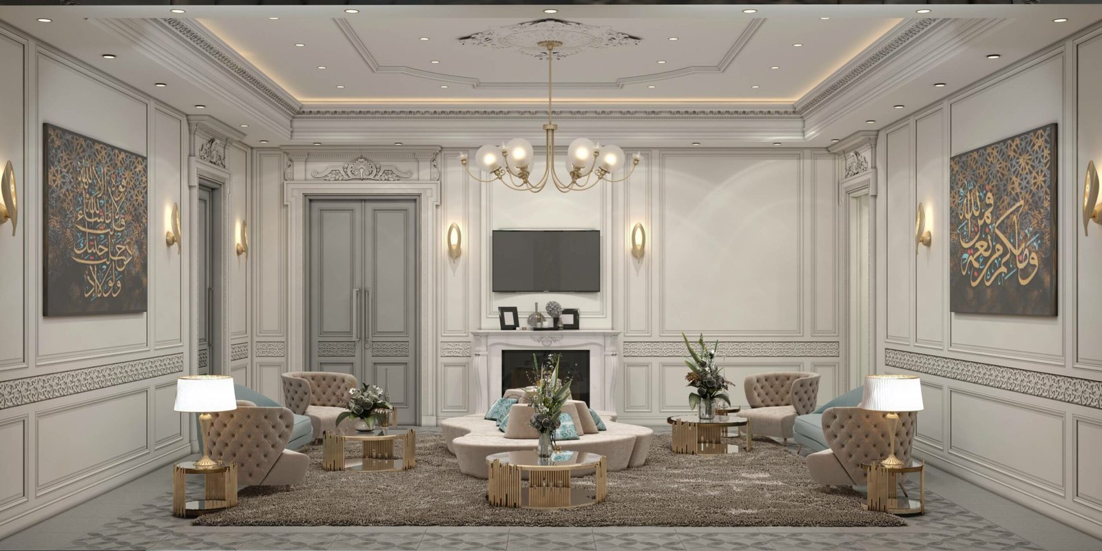 A formal interior render published in Sally Alattar's official studio portfolio